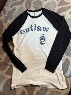 Outlaw Long Sleeve Raglan Tee - Black & White